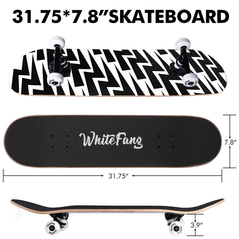 WhiteFang Skateboards for Beginners, Complete Skateboard 31 x 7.88, 7 Layer Canadian Maple Double Kick Concave Standard and Tricks Skateboards for Kids and Beginners (Lighting) - Image 5